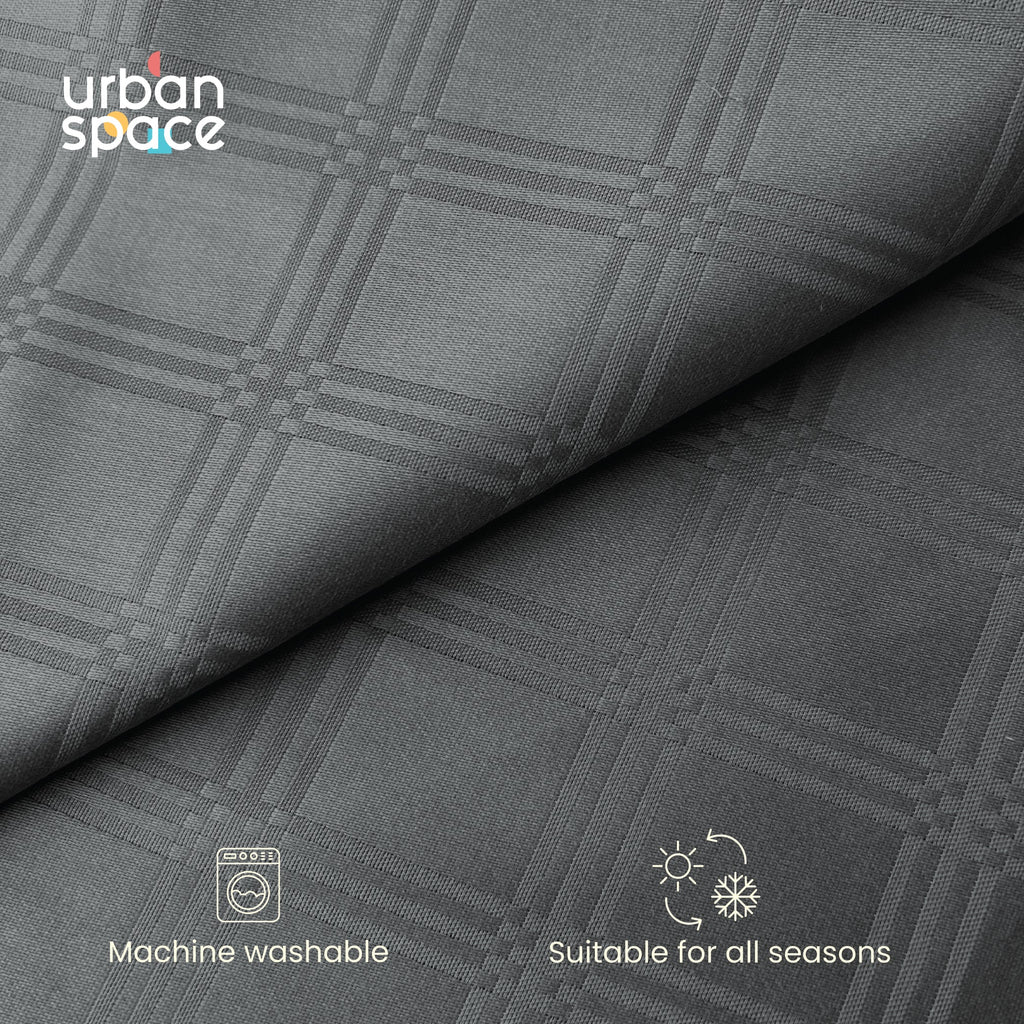 300 TC Super Soft King Bedsheet, Self Woven Checks Design - Grey Checks