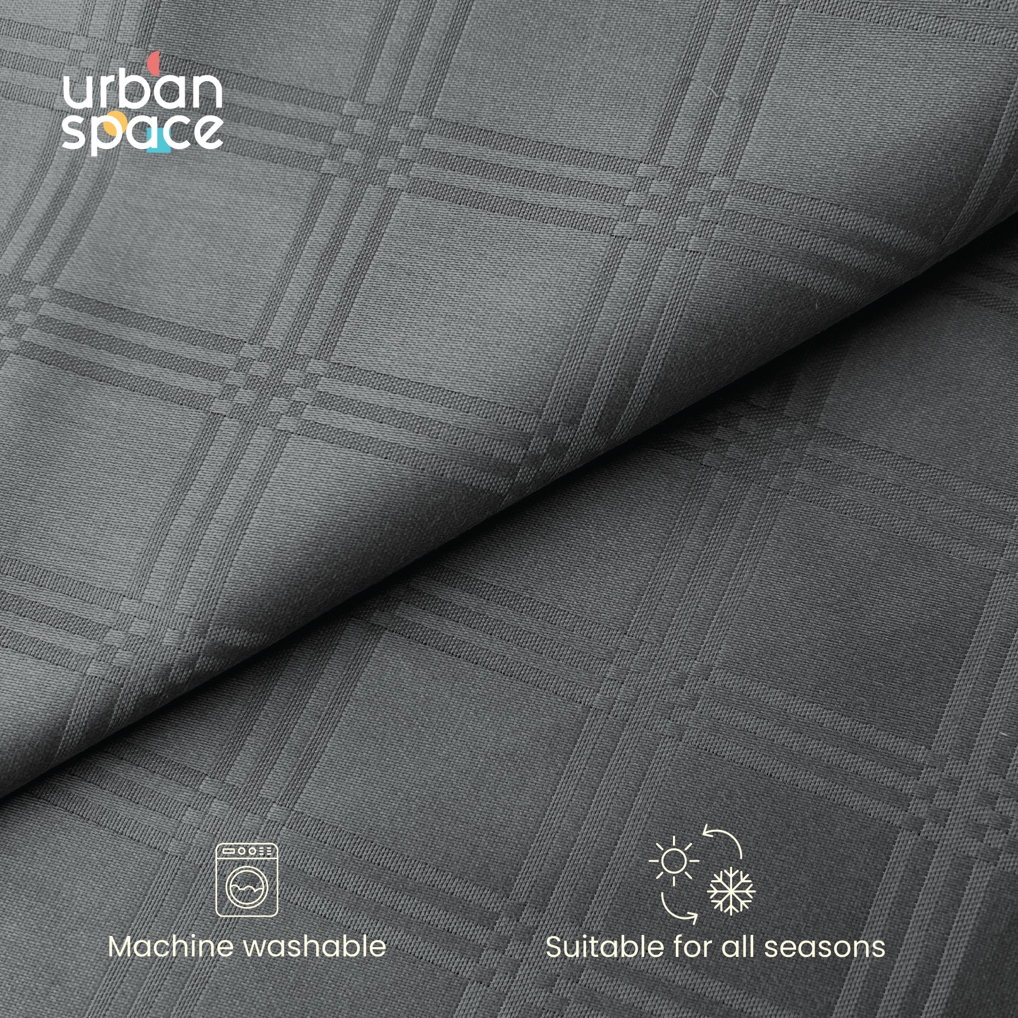300 TC Super Soft King Bedsheet, Self Woven Checks Design - Grey Checks