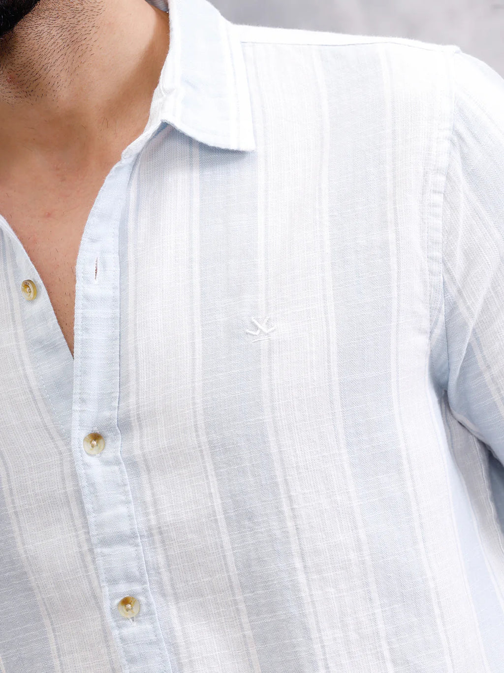 Herrinbone Stripe Light Weight Shirt | Blue