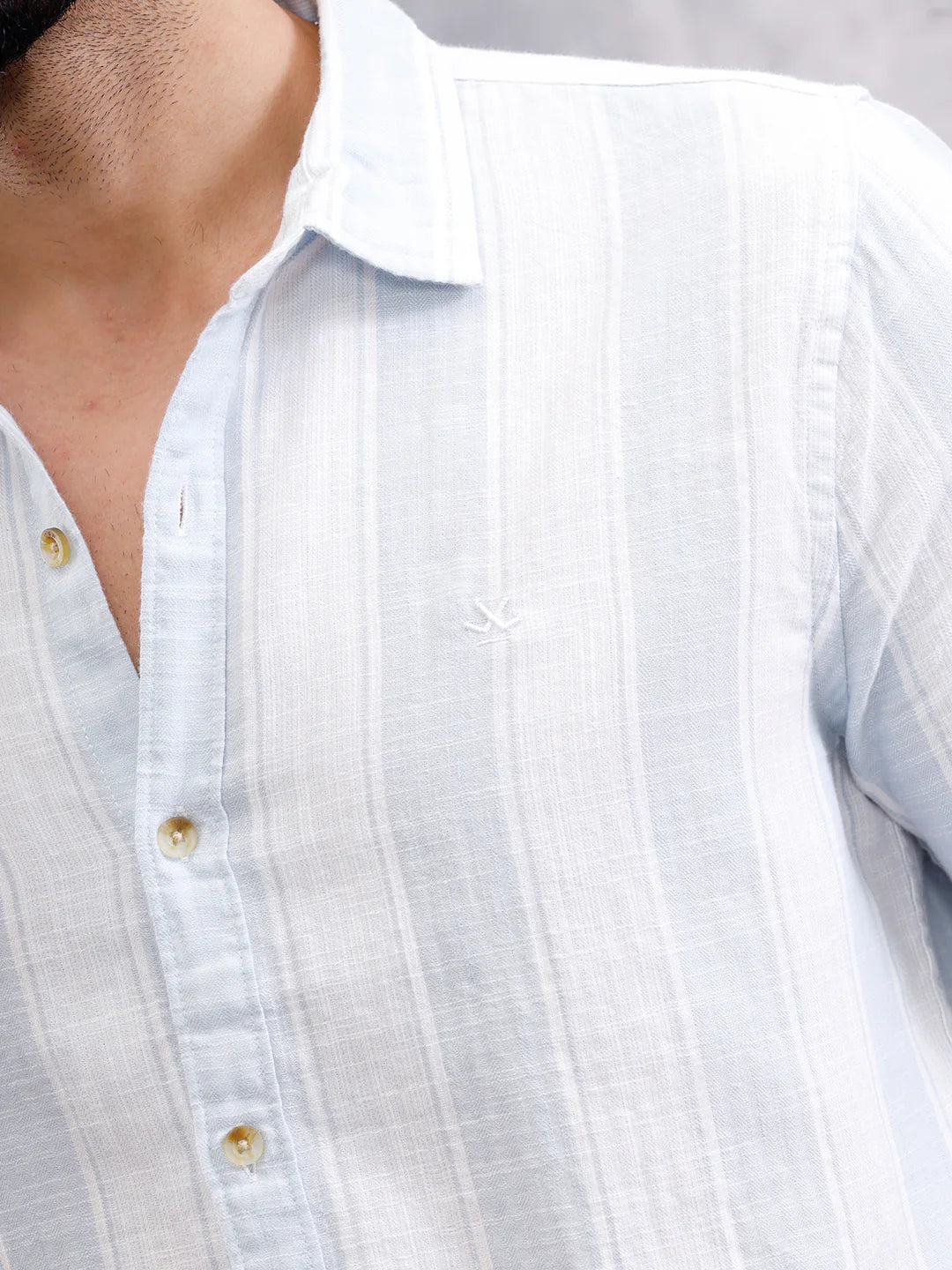 Herrinbone Stripe Light Weight Shirt | Blue