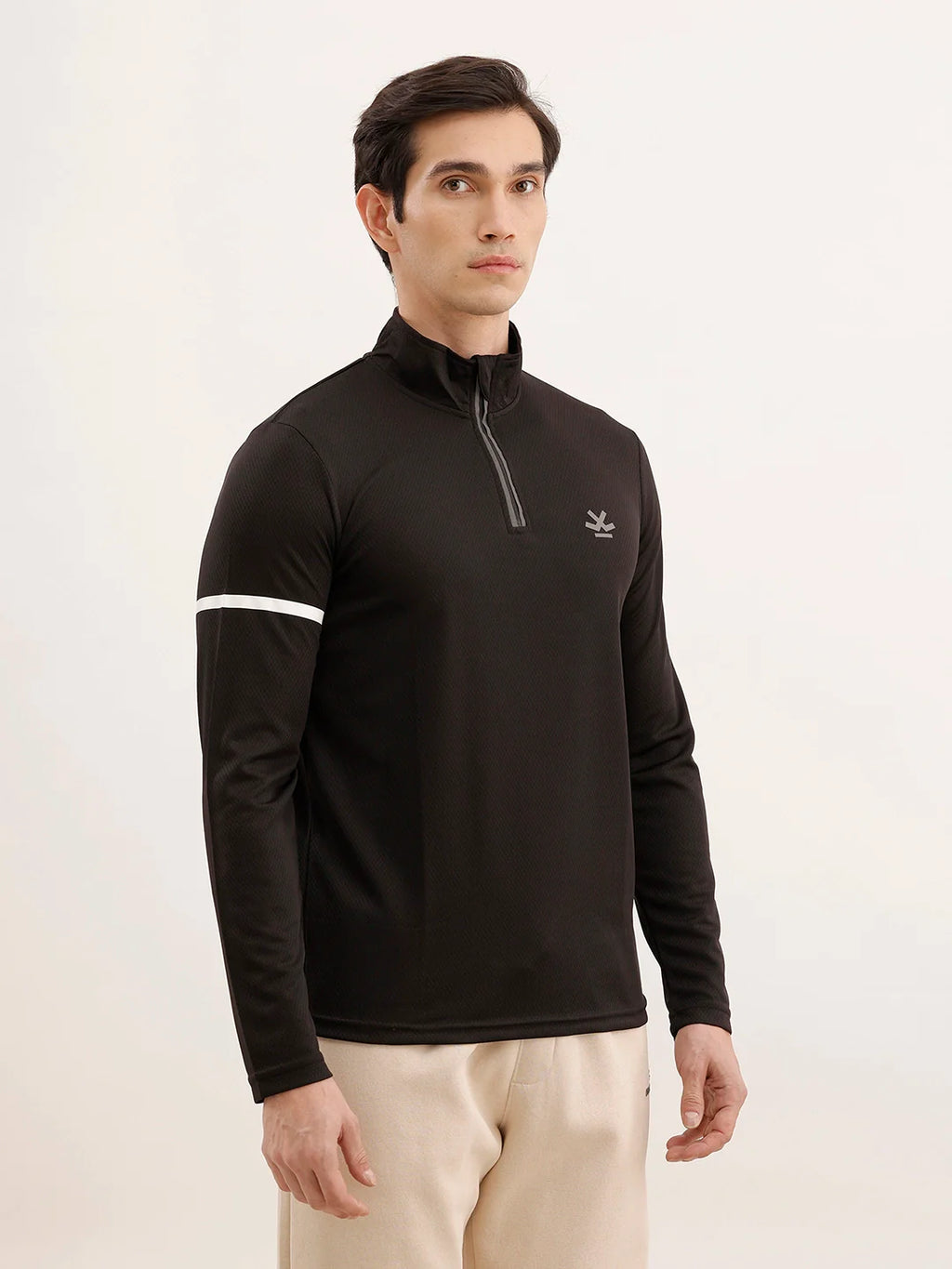 Slim Fit Full Sleeve Active T-Shirt | Black