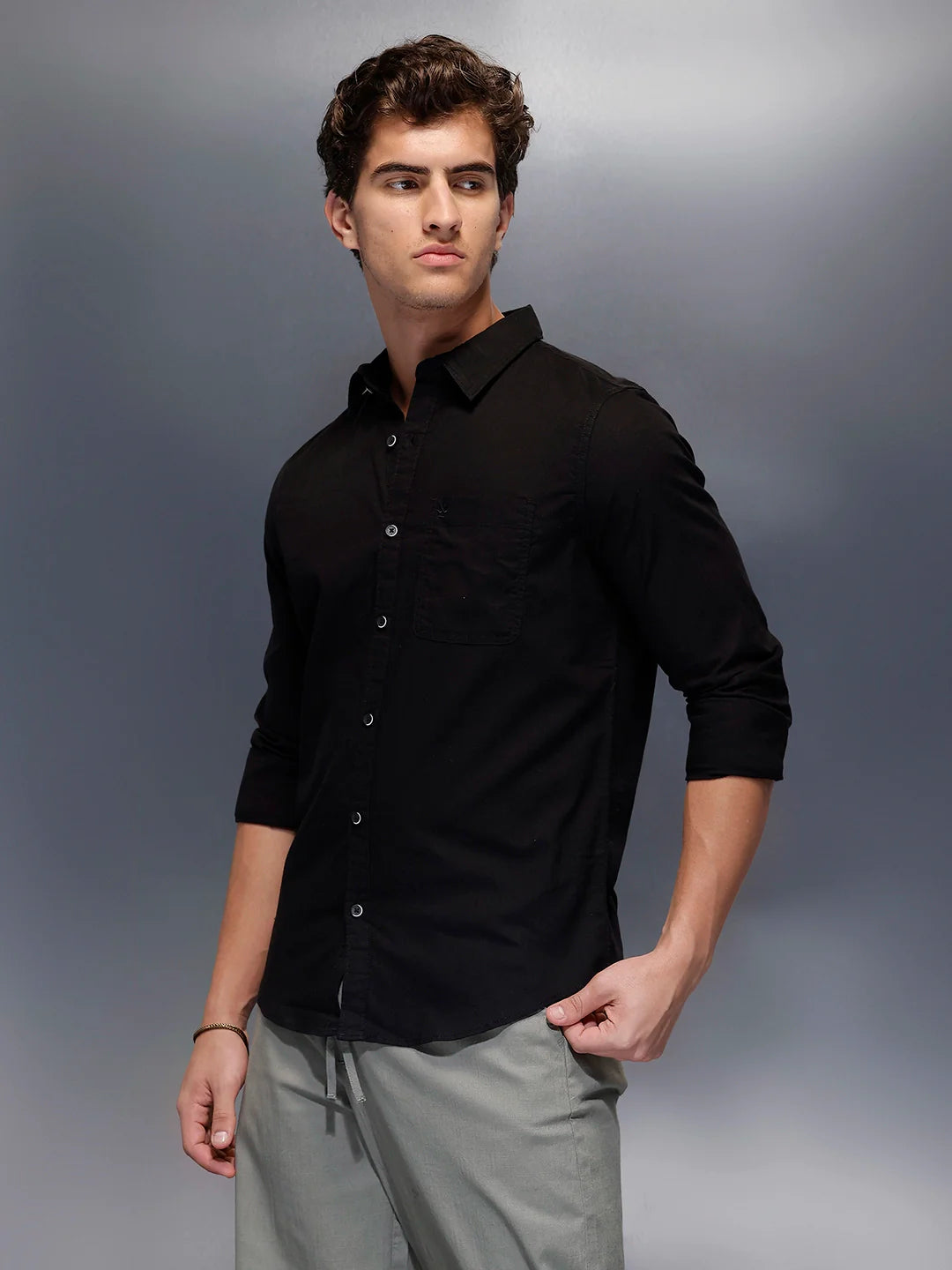 Men's Casual Slim Fit Shirt   |  Black