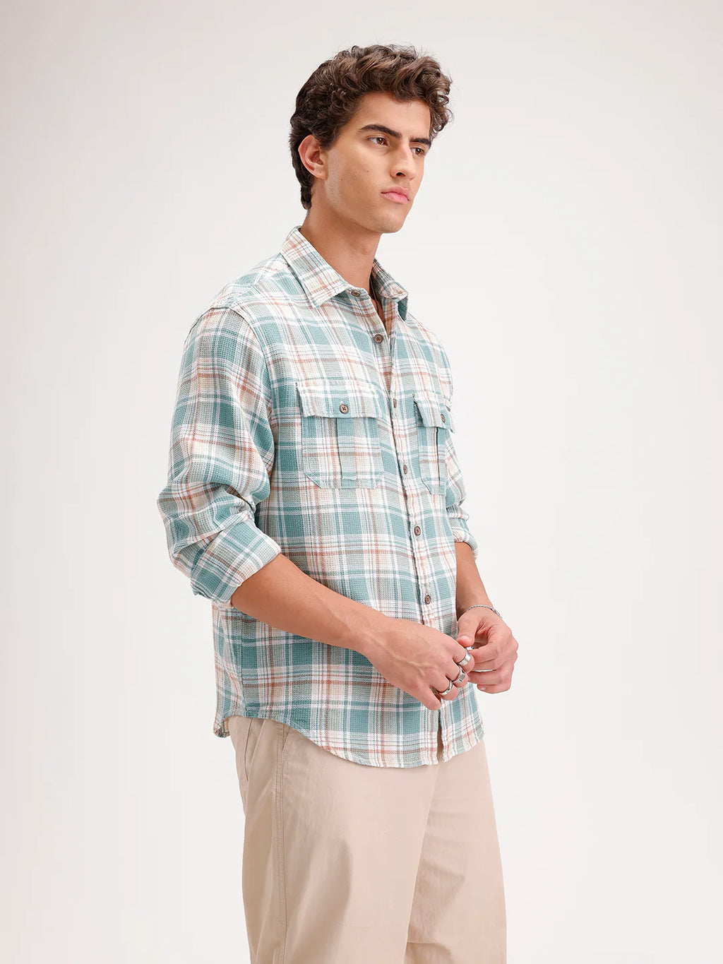 Comfort Fit Double Pocket Shirt  | Green
