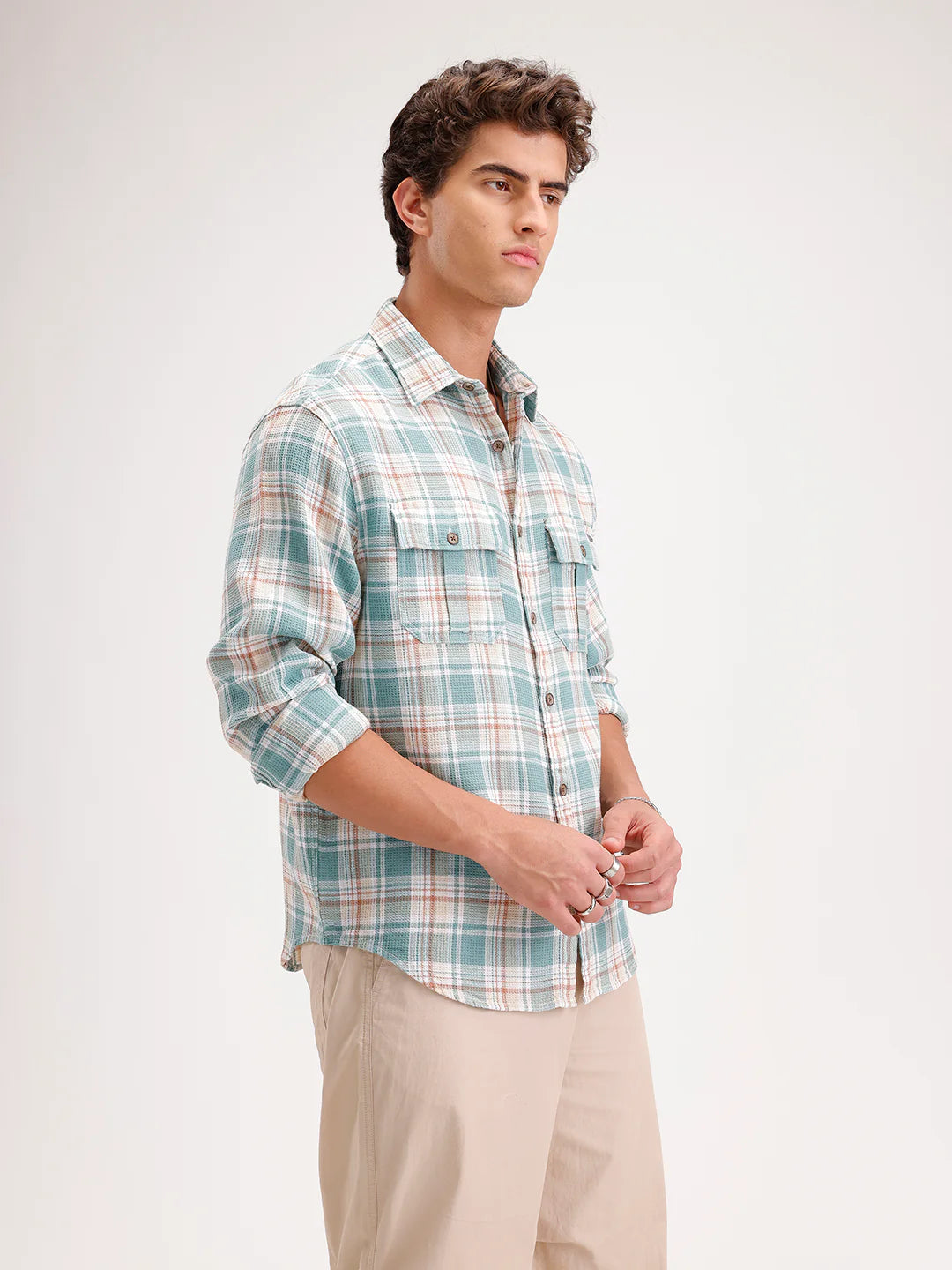 Comfort Fit Double Pocket Shirt  | Green