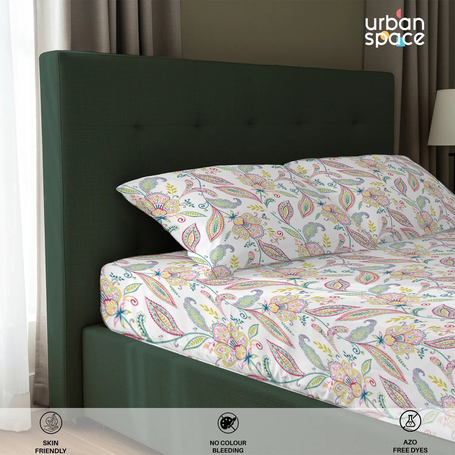 Serene 200 TC 100% Cotton Bedsheet with Pillow Covers - Iris Pink