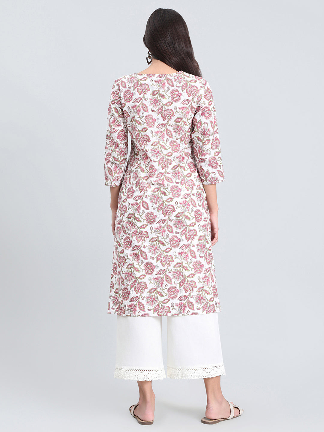 Cotton Jaipur Floral Print Straight Kurta