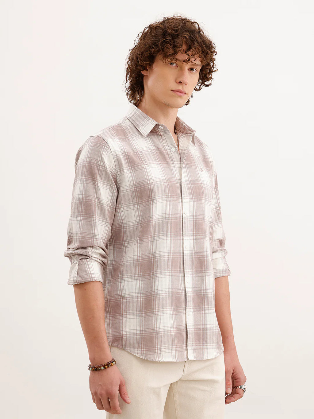 Slim Fit Checkered Shirt  | Brown