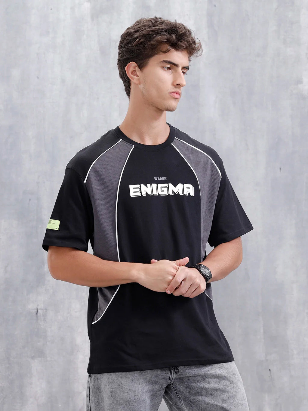 Casual Men Sporty Look Oversized Fit Tee With Print | Black