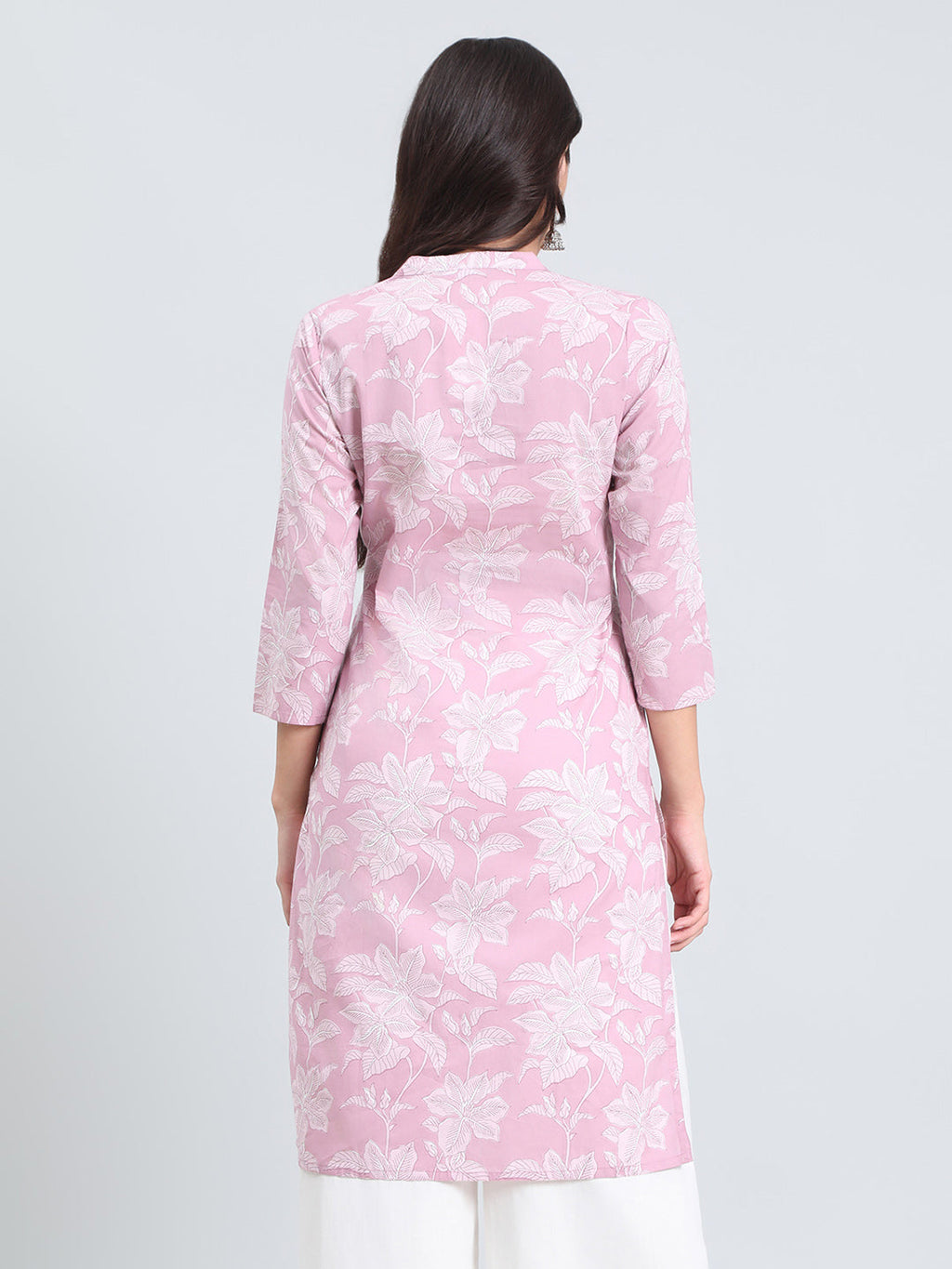 Cotton Floral Block Print Straight Kurta