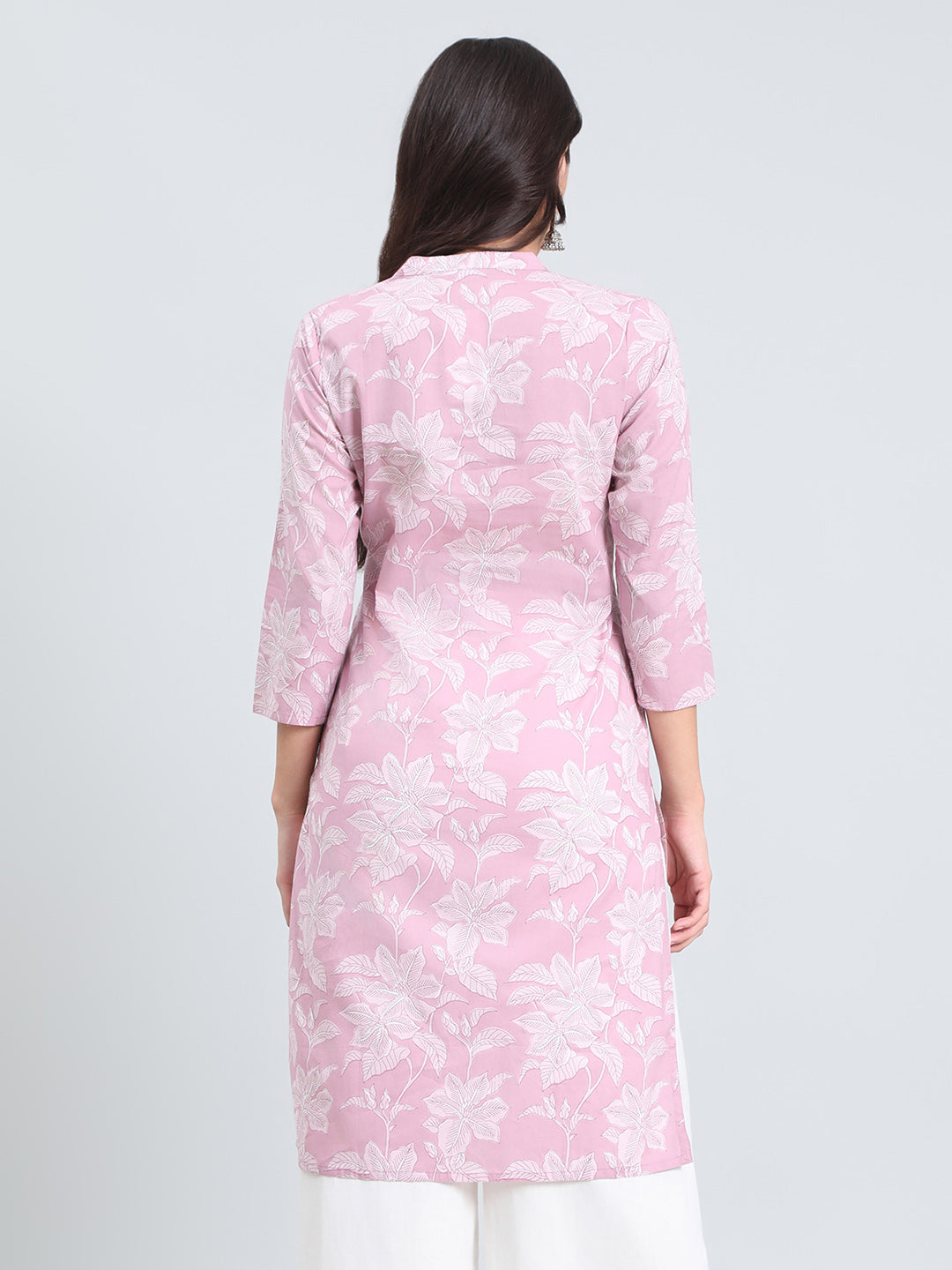 Cotton Floral Block Print Straight Kurta