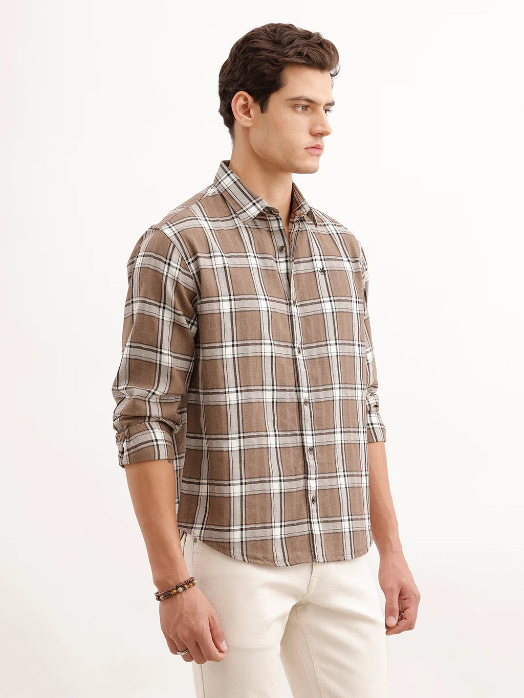 Comfort Fit Checkered Shirt  | Brown