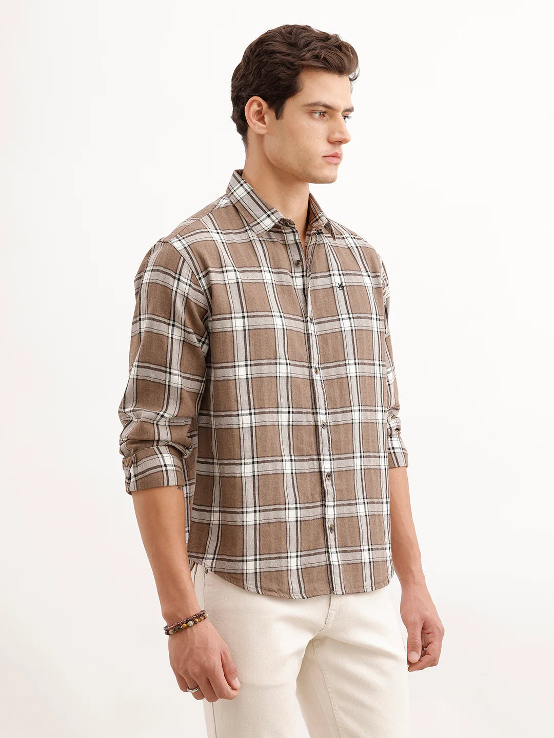 Comfort Fit Checkered Shirt  | Brown