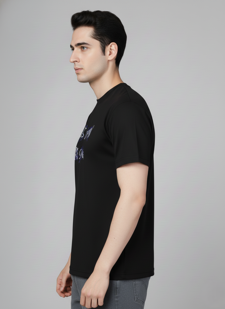 Men Cotton Black Printed Tshirt