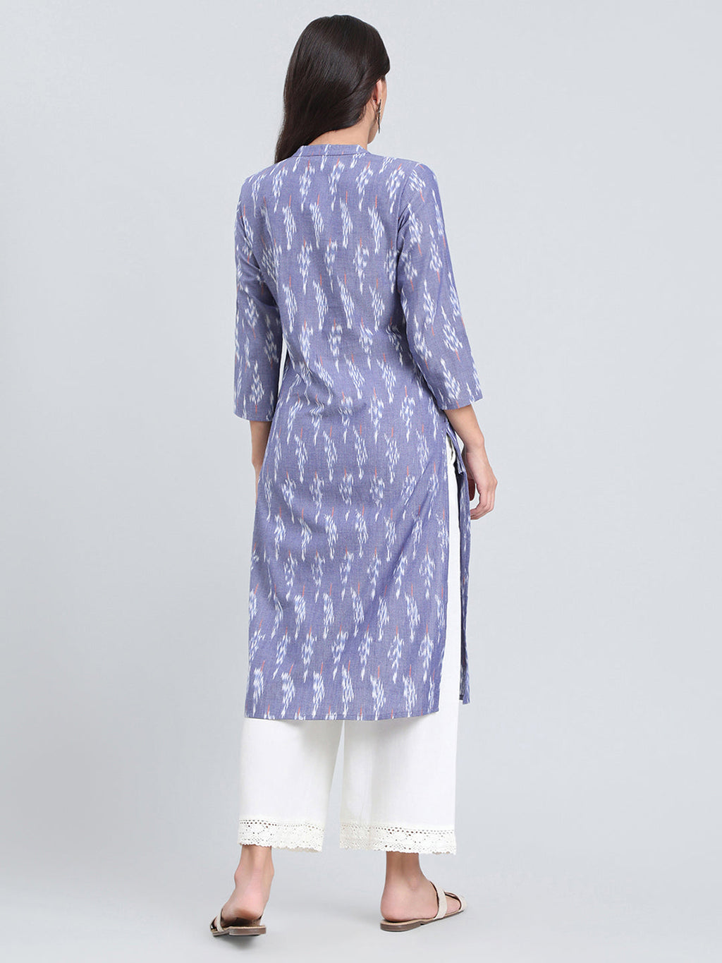 Cotton Ikat Print Straight Kurta
