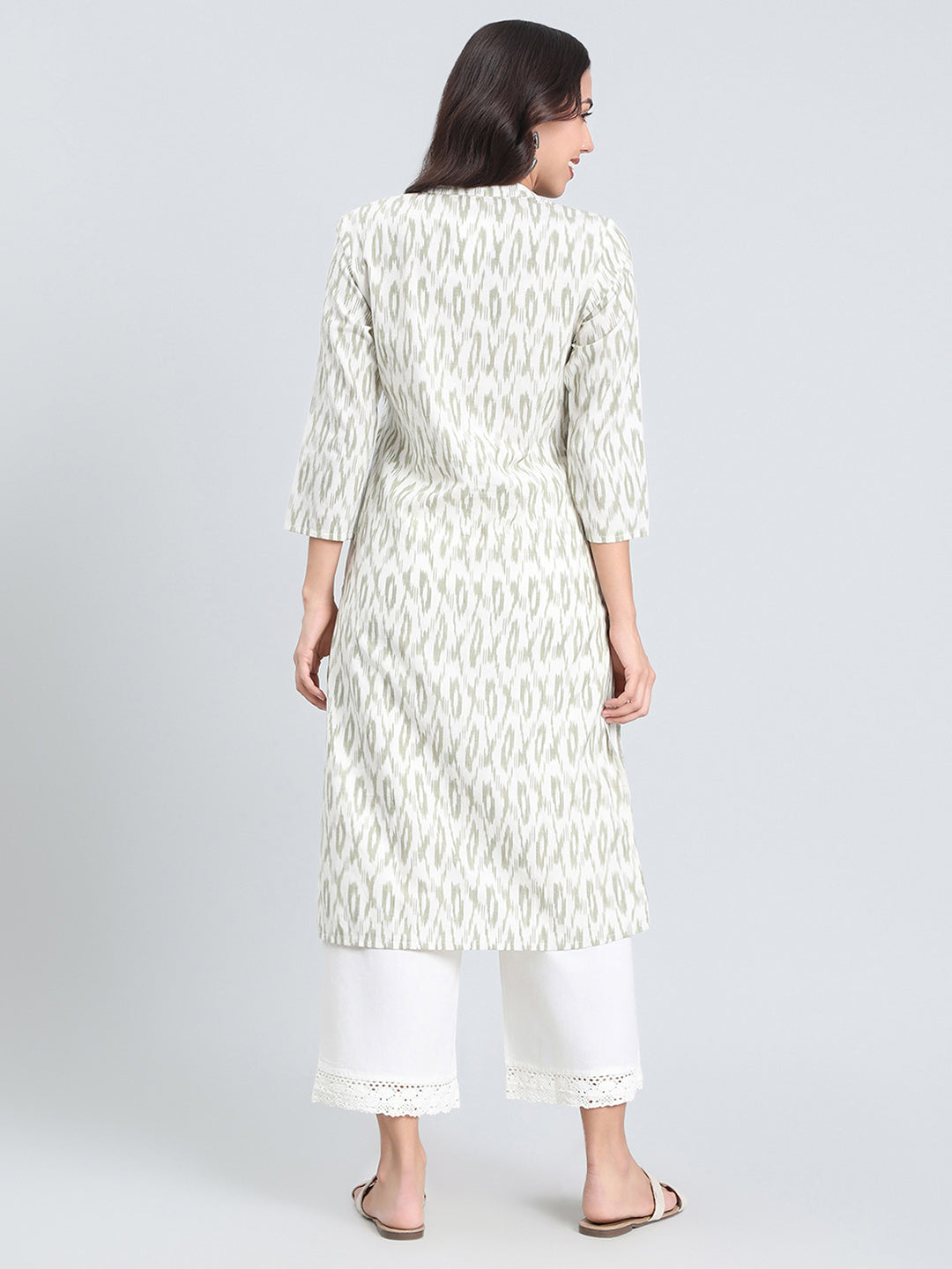 Cotton Ikat Print Straight Kurta