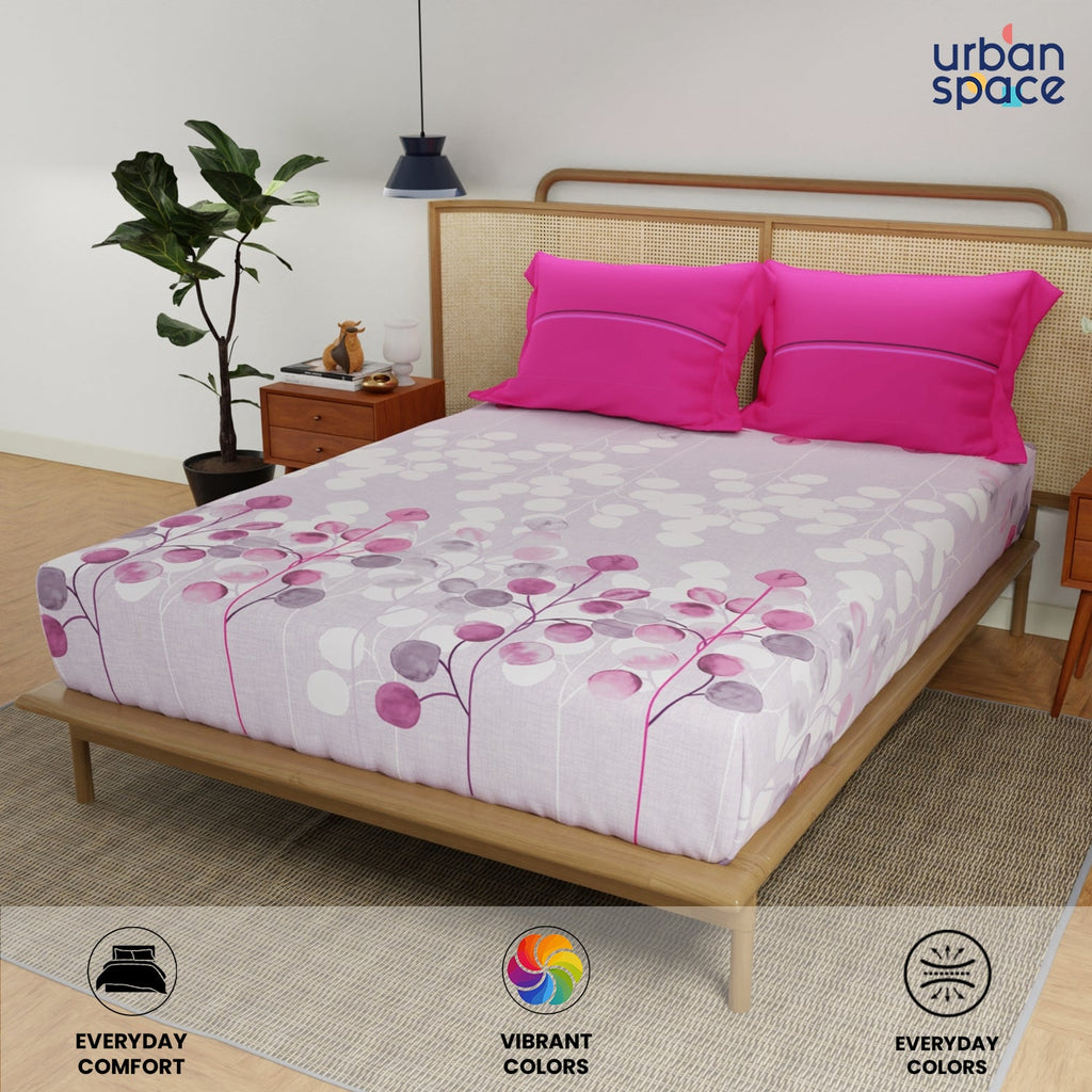 Divine Collection - Cotton Bedsheet With 2 Pillow Covers, Mars Purple