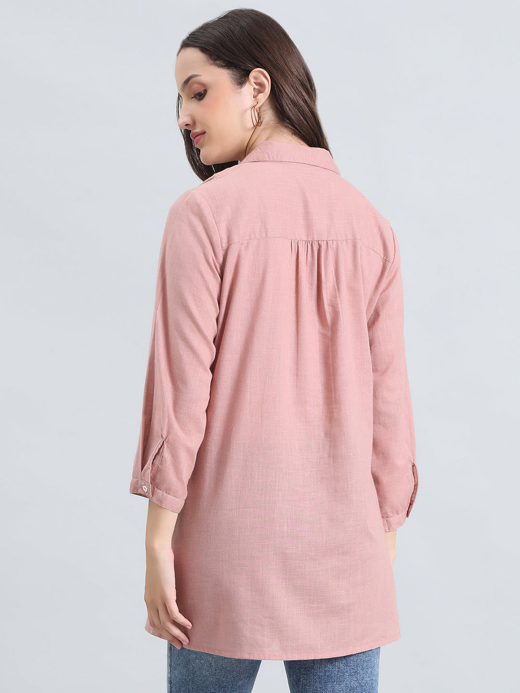Cotton Thread Embroidered Classic Collar Blouse