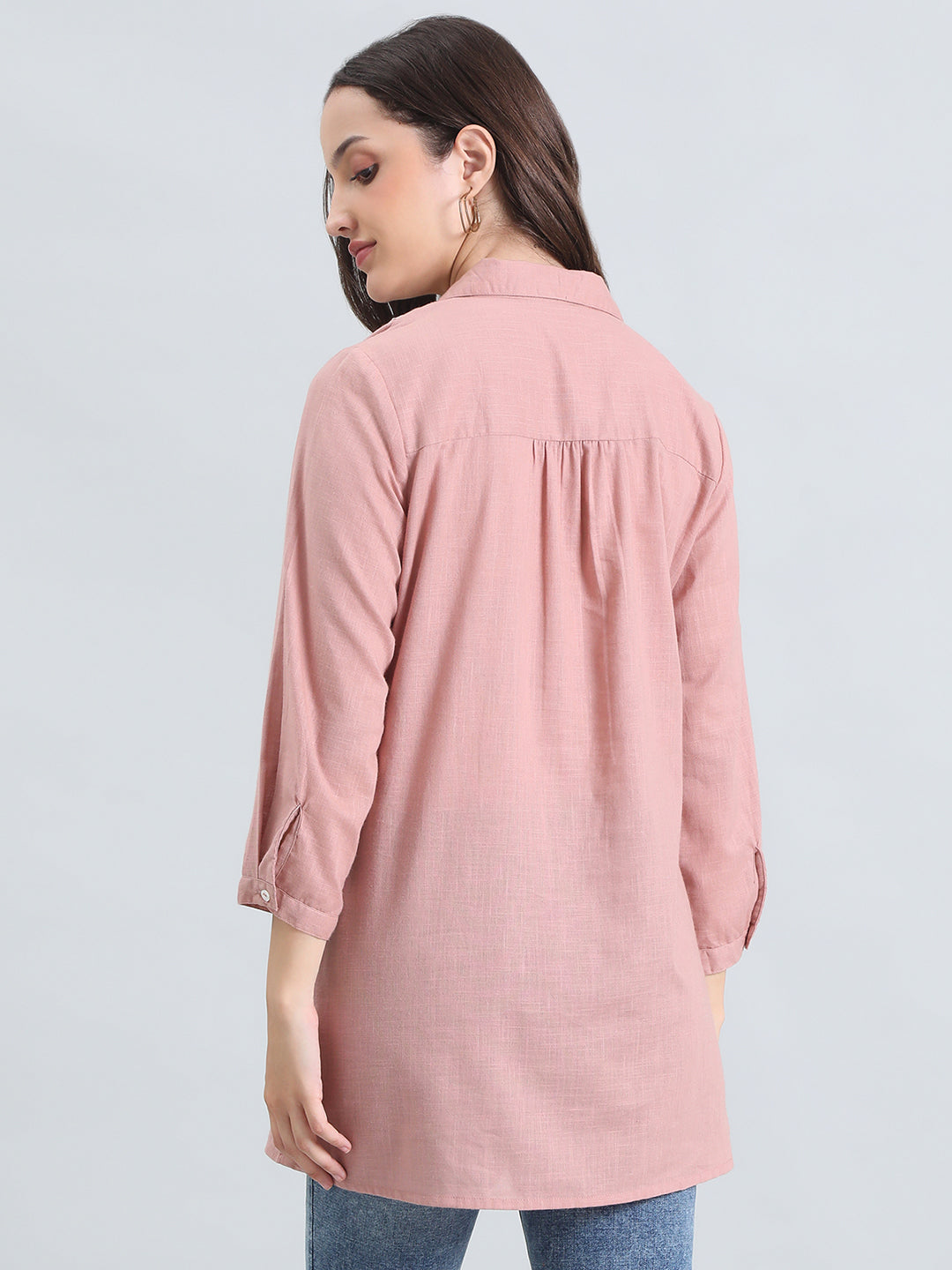Cotton Thread Embroidered Classic Collar Blouse