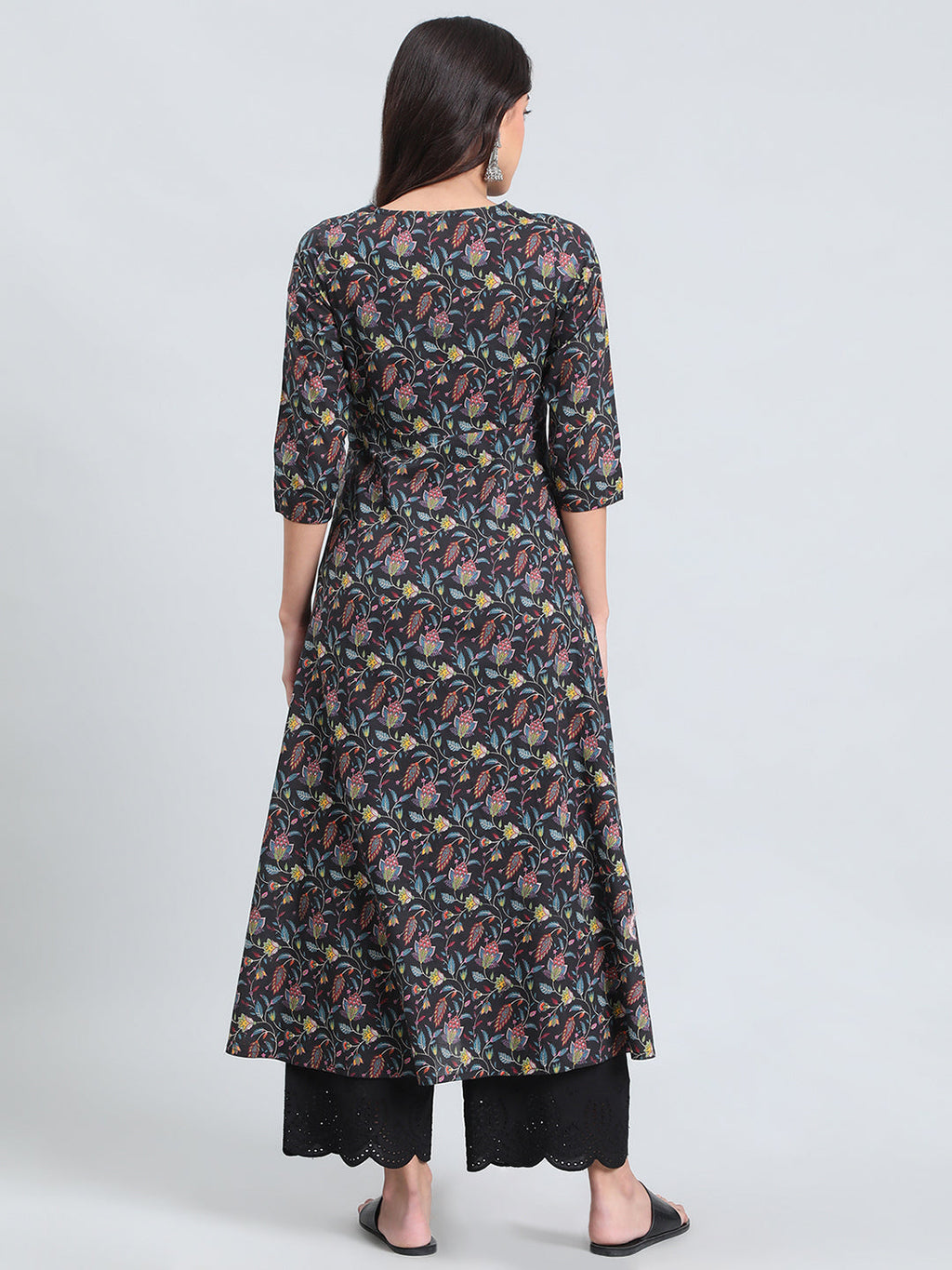 Cotton Jacobean Floral Print Anarkali