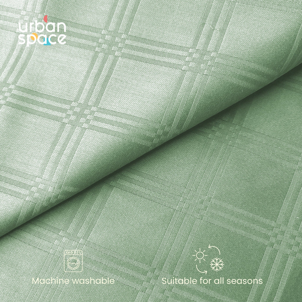 300 TC Super Soft King Bedsheet, Self Woven Checks Design - Sage Green Checks
