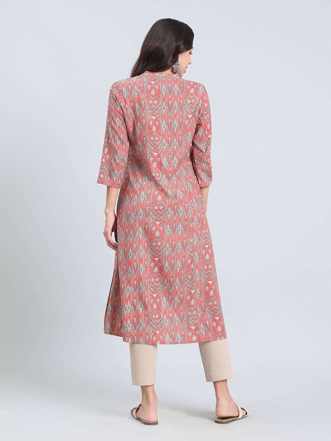 Viscose Ikat-Inspired A-Line Kurta