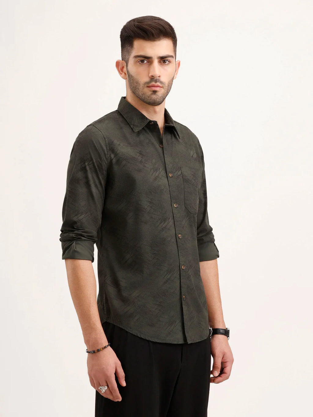 Regular Fit Full Sleeve AOP Shirt | Green