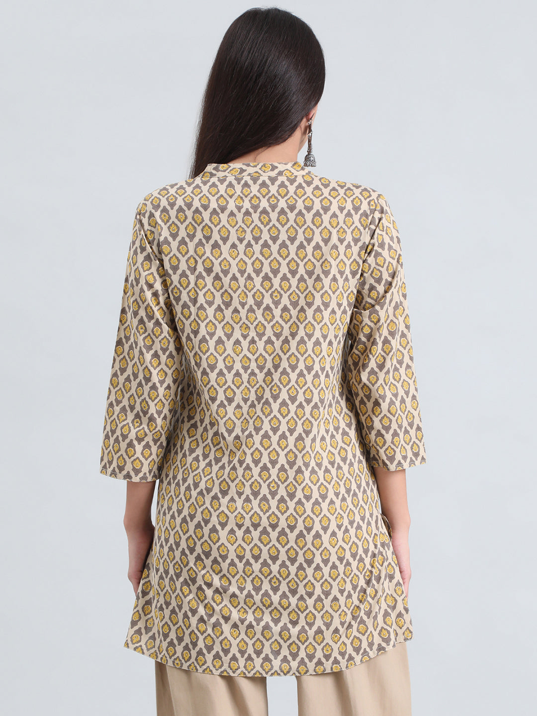 Cotton Ikat Buti Block Print Short Kurti