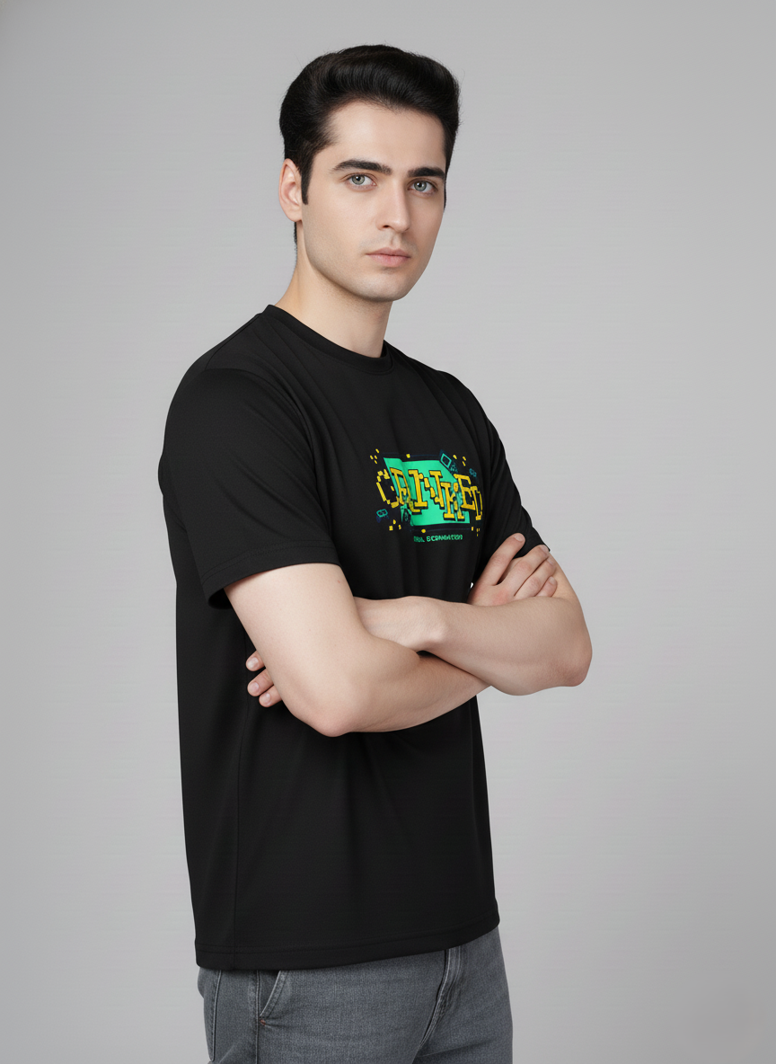 Men Cotton Black Printed Tshirt