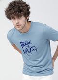 Men Cotton Ice Blue T-Shirt