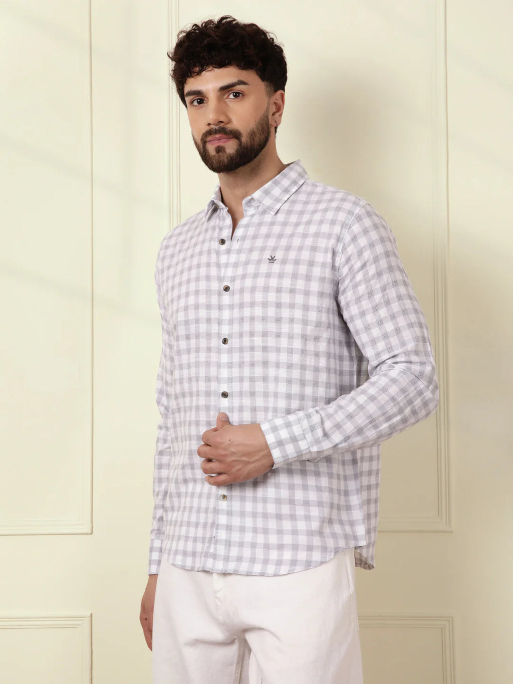 Textured Dobby Cotton Shirt | Grey