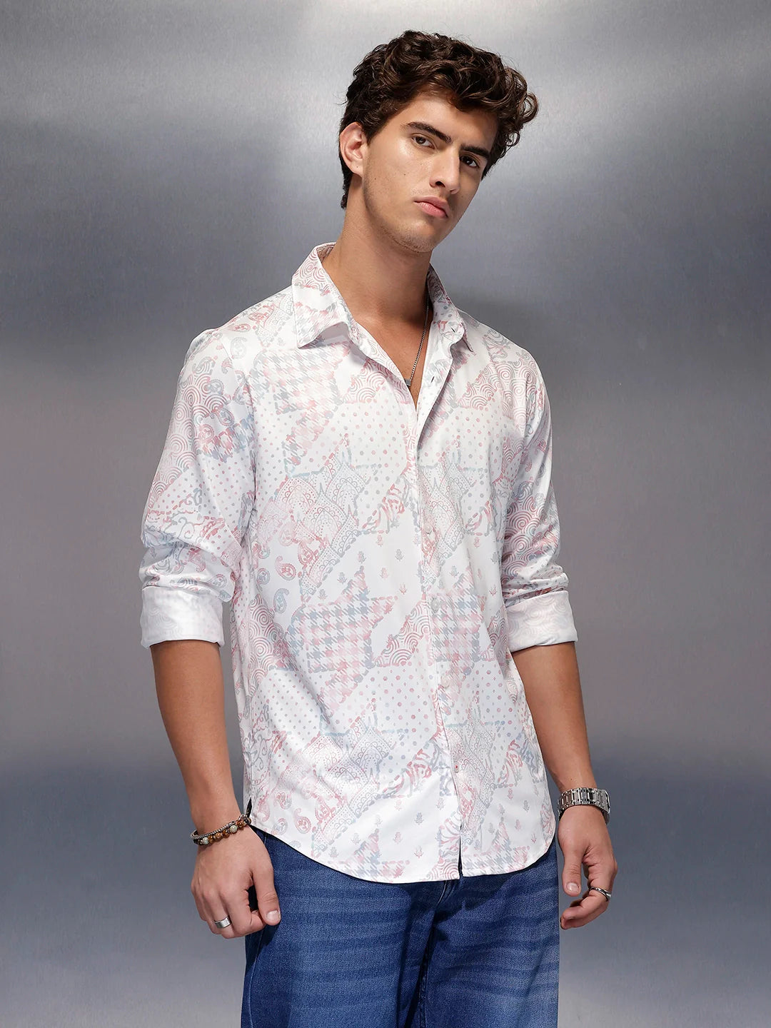 Classic AOP Slim Fit Shirt   |  White