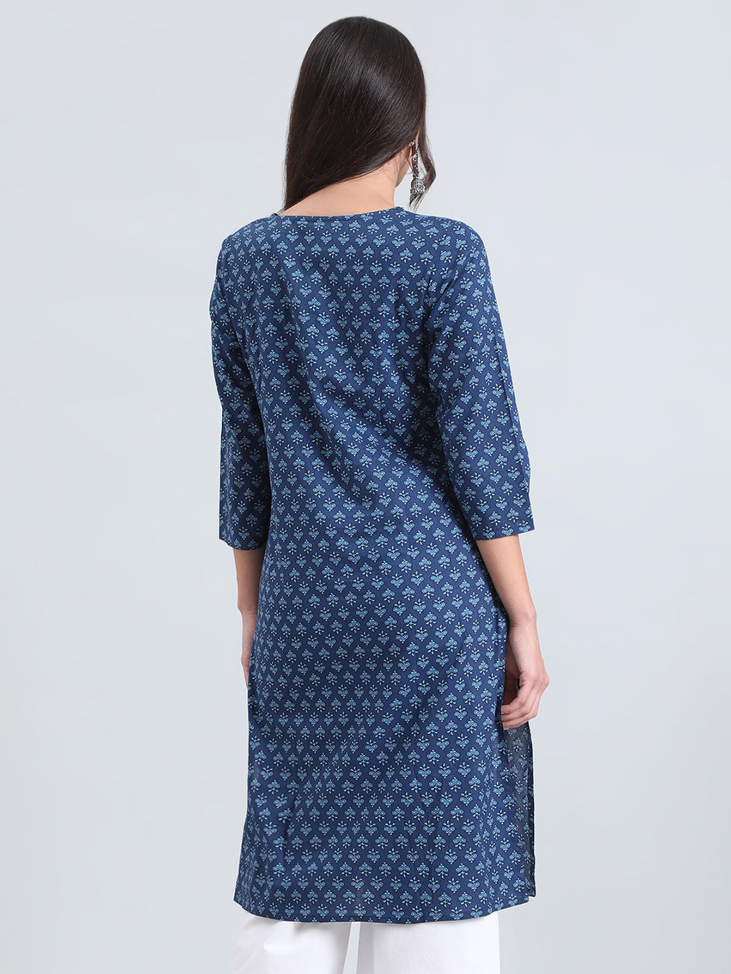 Cotton Floral Buti Print Straight Kurta