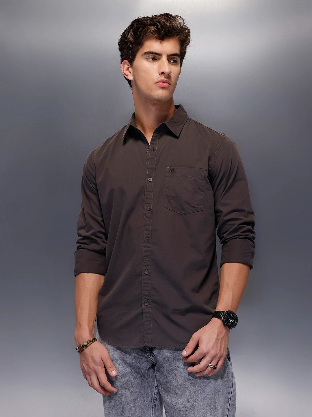 Men's Casual Slim Fit Shirt   |  Grey