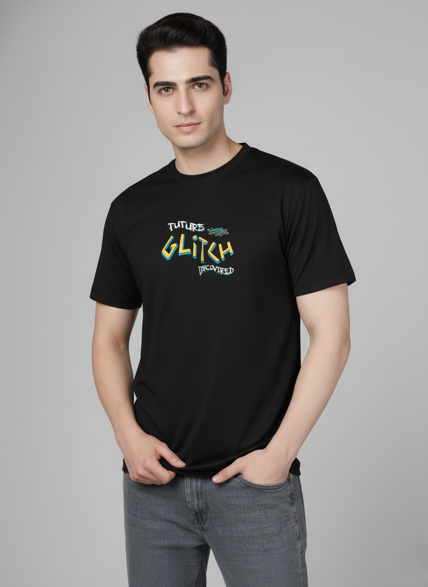 Men Cotton Black Printed Tshirt
