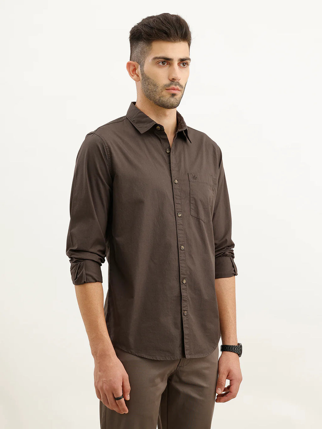 Solid Regular Fit Shirt | Dark Grey