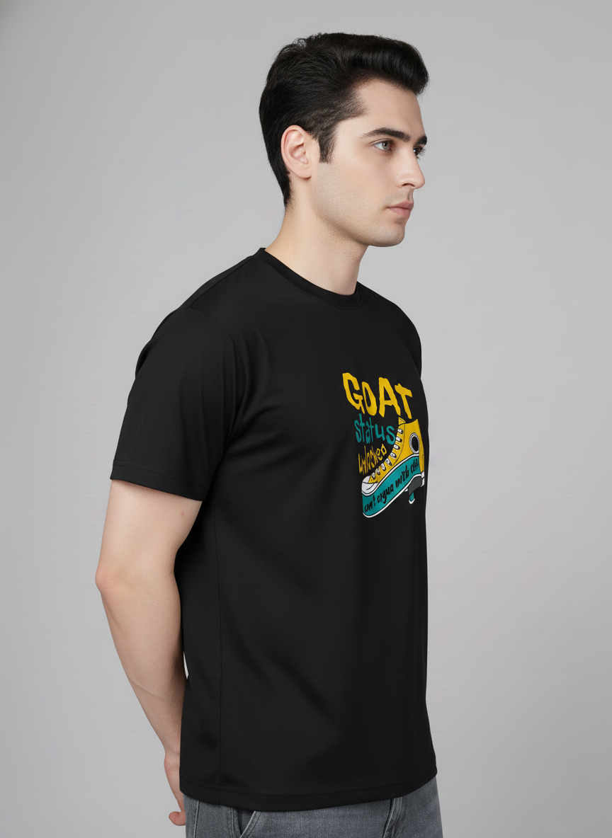 Men Cotton Black Printed Tshirt