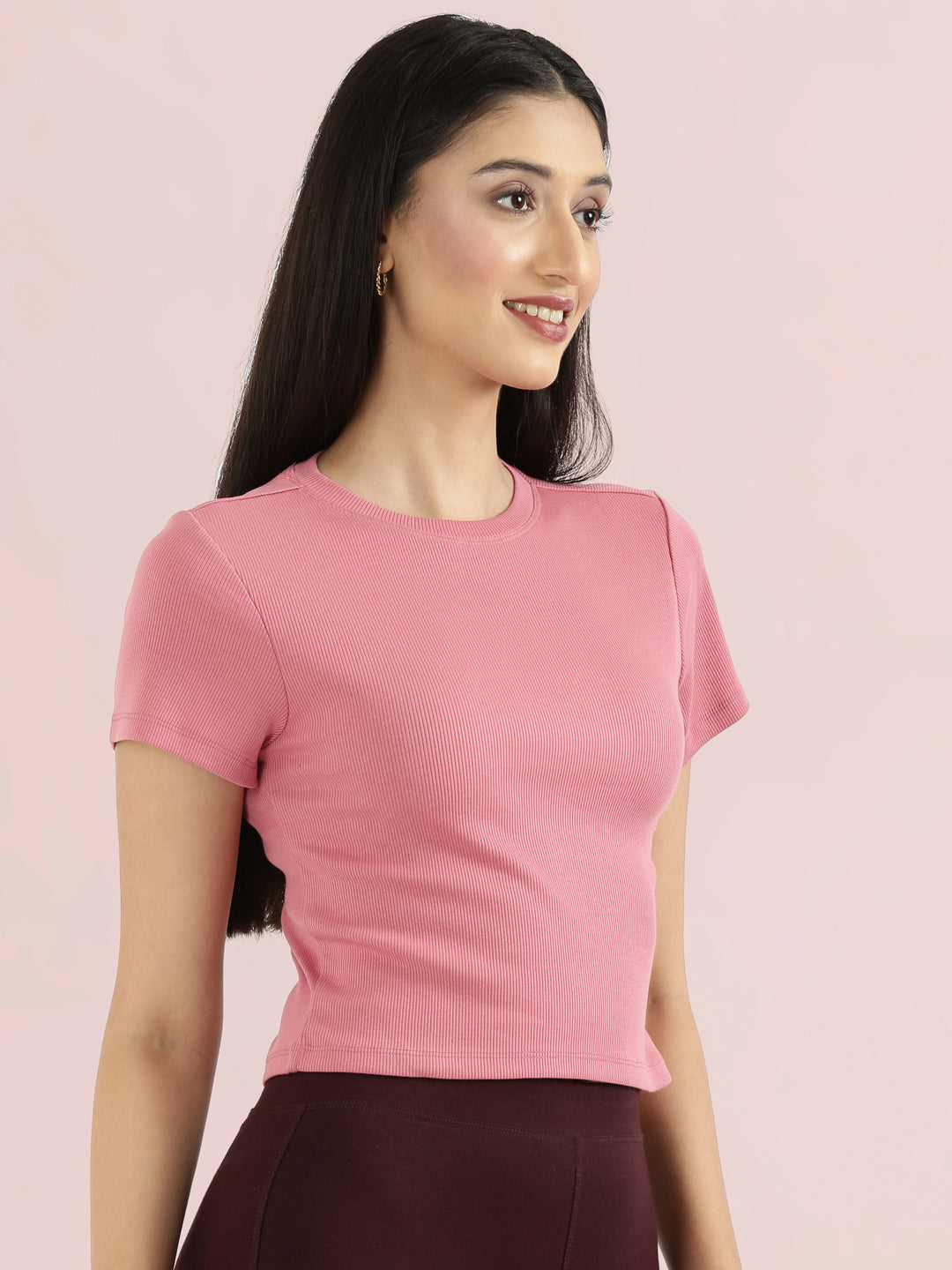 Rib Cotton Round Neck Crop Top