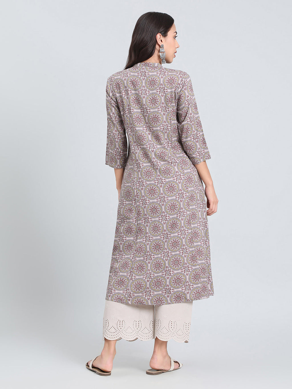 Viscose Medallion Tile Print A-Line Kurta