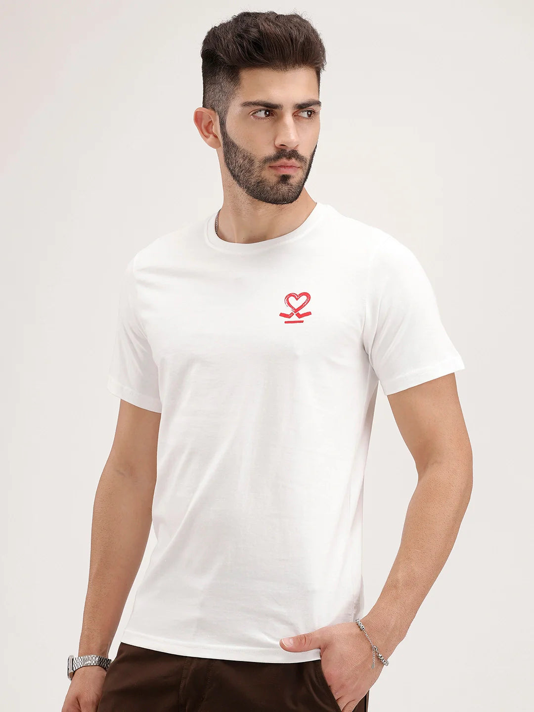 Slim Fit Placement Printed Tee | White