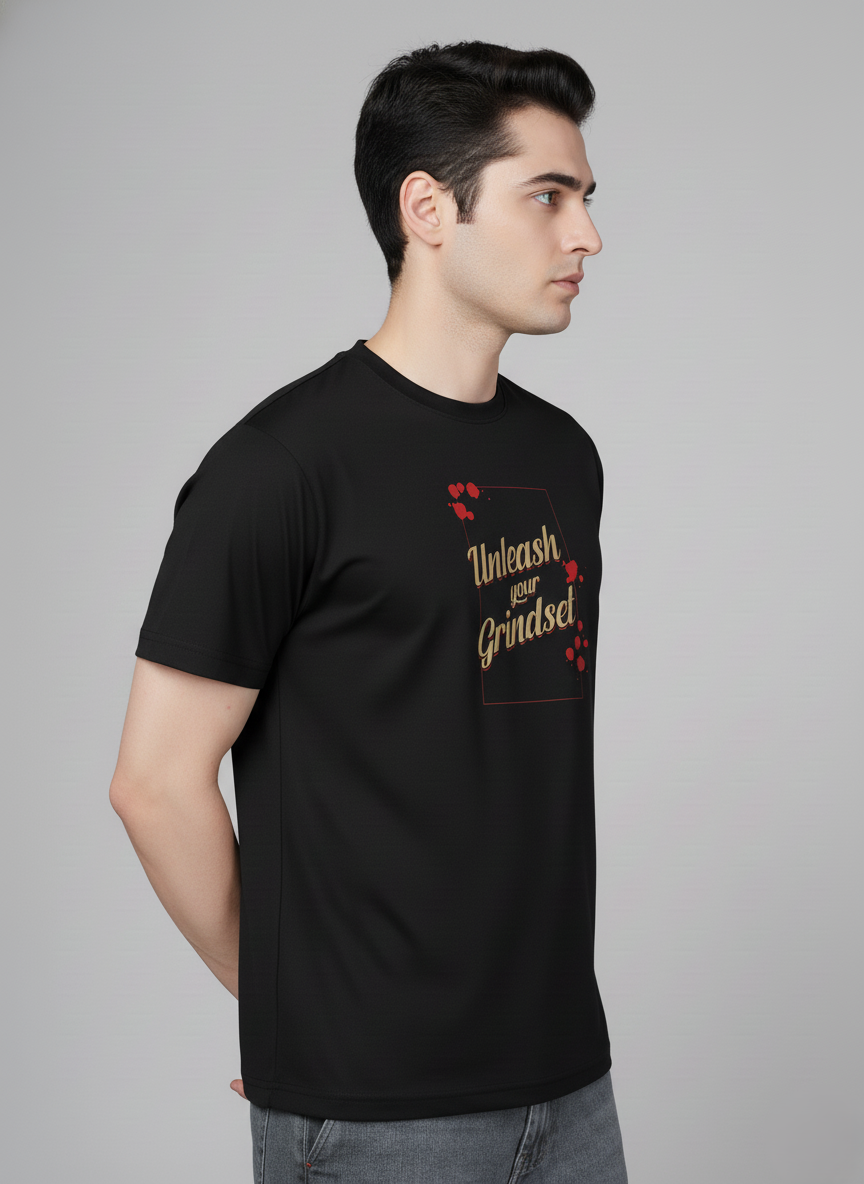 Men Cotton Black Printed Tshirt