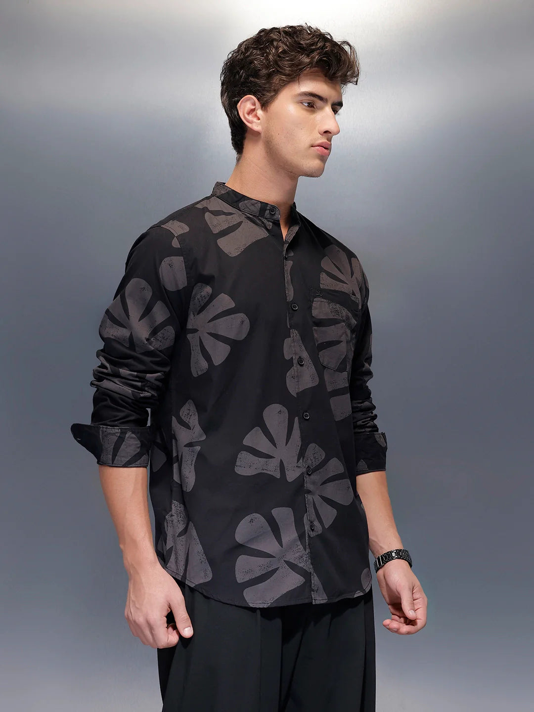 Men's Casual AOP Shirt   |  Black