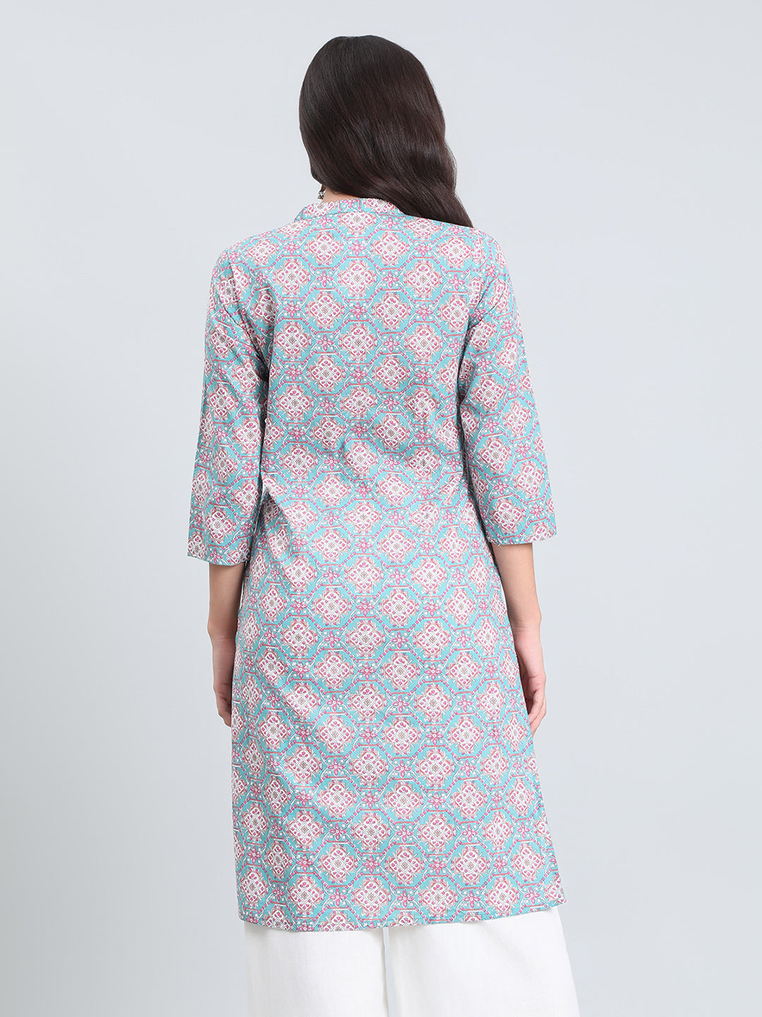 Cotton Geometric Print Straight Kurta
