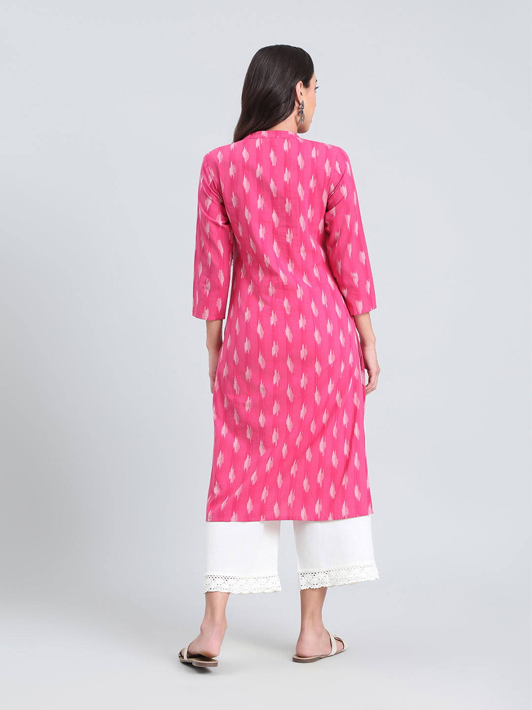 Cotton Ikat Print Straight Kurta