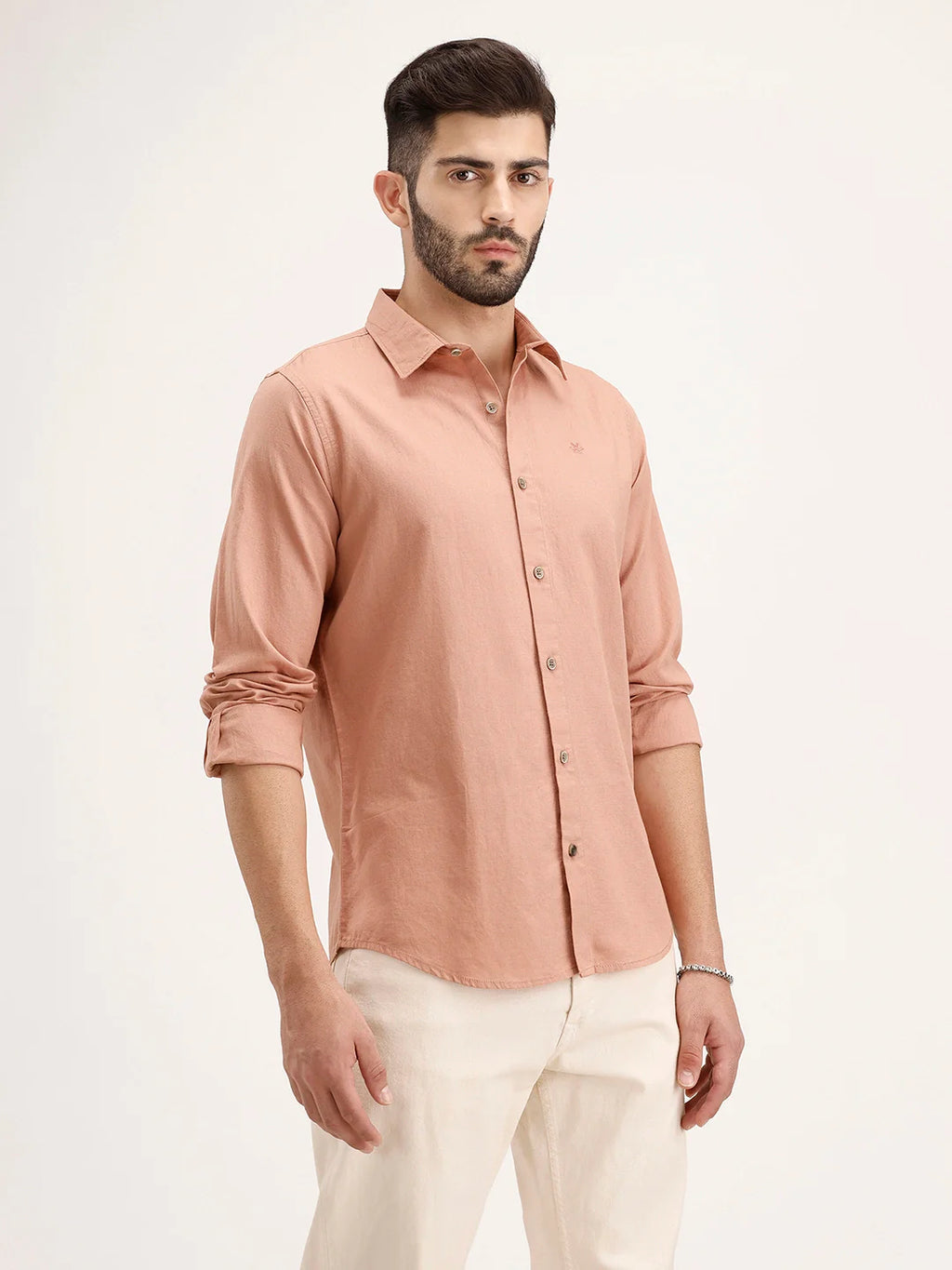 Regular Fit Linen Blend Shirt | Light Brown