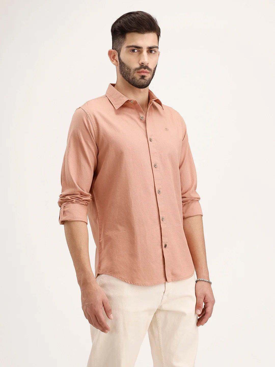 Regular Fit Linen Blend Shirt | Light Brown