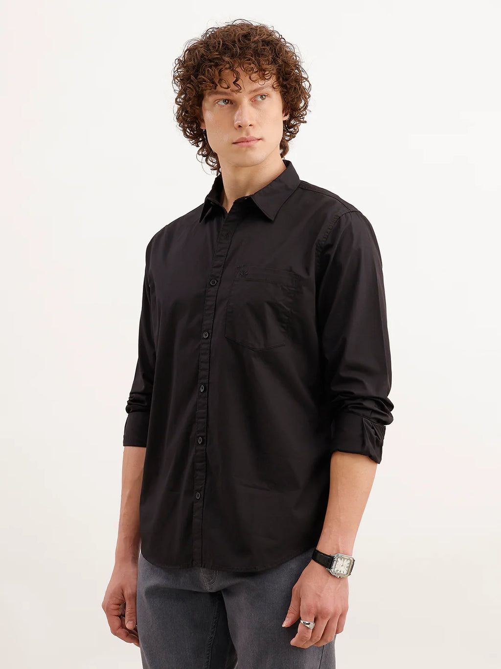 Solid Regular Fit Shirt | Black