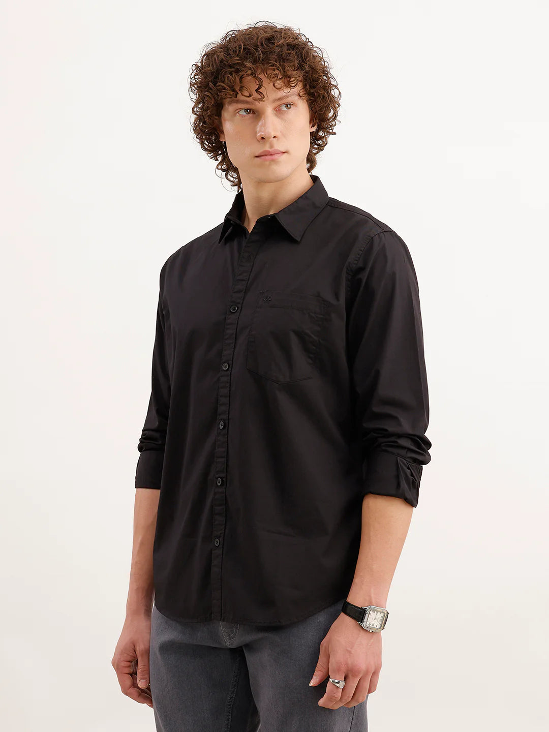 Solid Regular Fit Shirt | Black