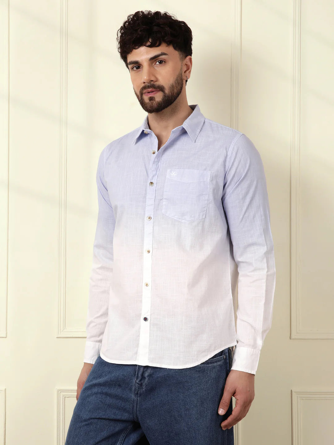 Casual Ombre Washed Shirt | Light Blue