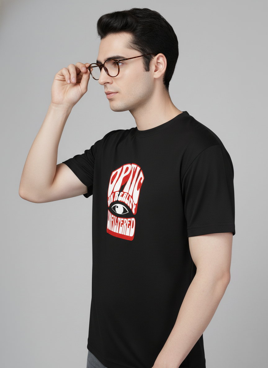 Men Cotton Black Printed Tshirt