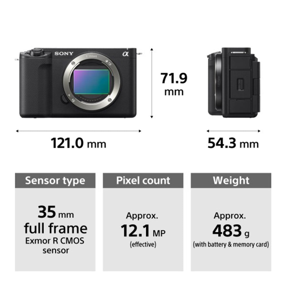 Sony Alpha ZV-E1 Full-Frame Interchangeable-Lens Mirrorless vlog Camera (Body Only) | Made for Creators | 12.1 MP | Artificial Intelligence based Autofocus | 4K 120p Recording - Black